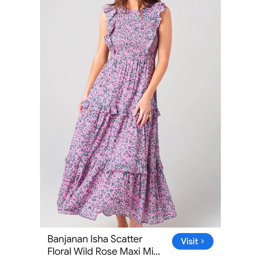 Banjanan Isha Scatter Floral Wild Rose Maxi Midi Dress large